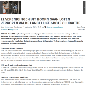 Hoorns dagblad Grote Clubactie in de media
